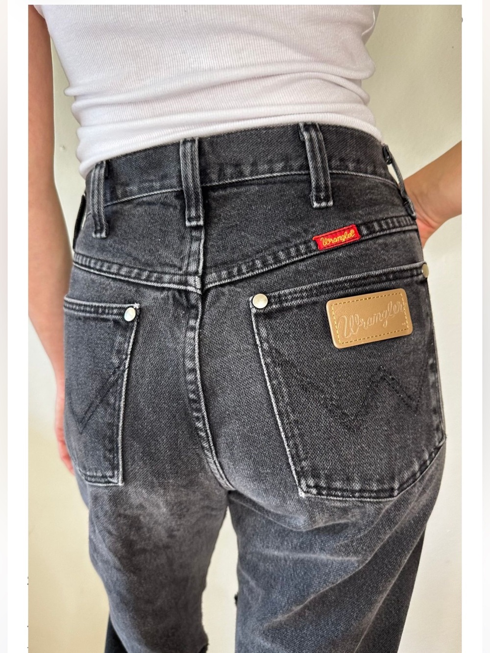 Perfectly Worn Black Straignt Leg Vintage Wrangler Jeans